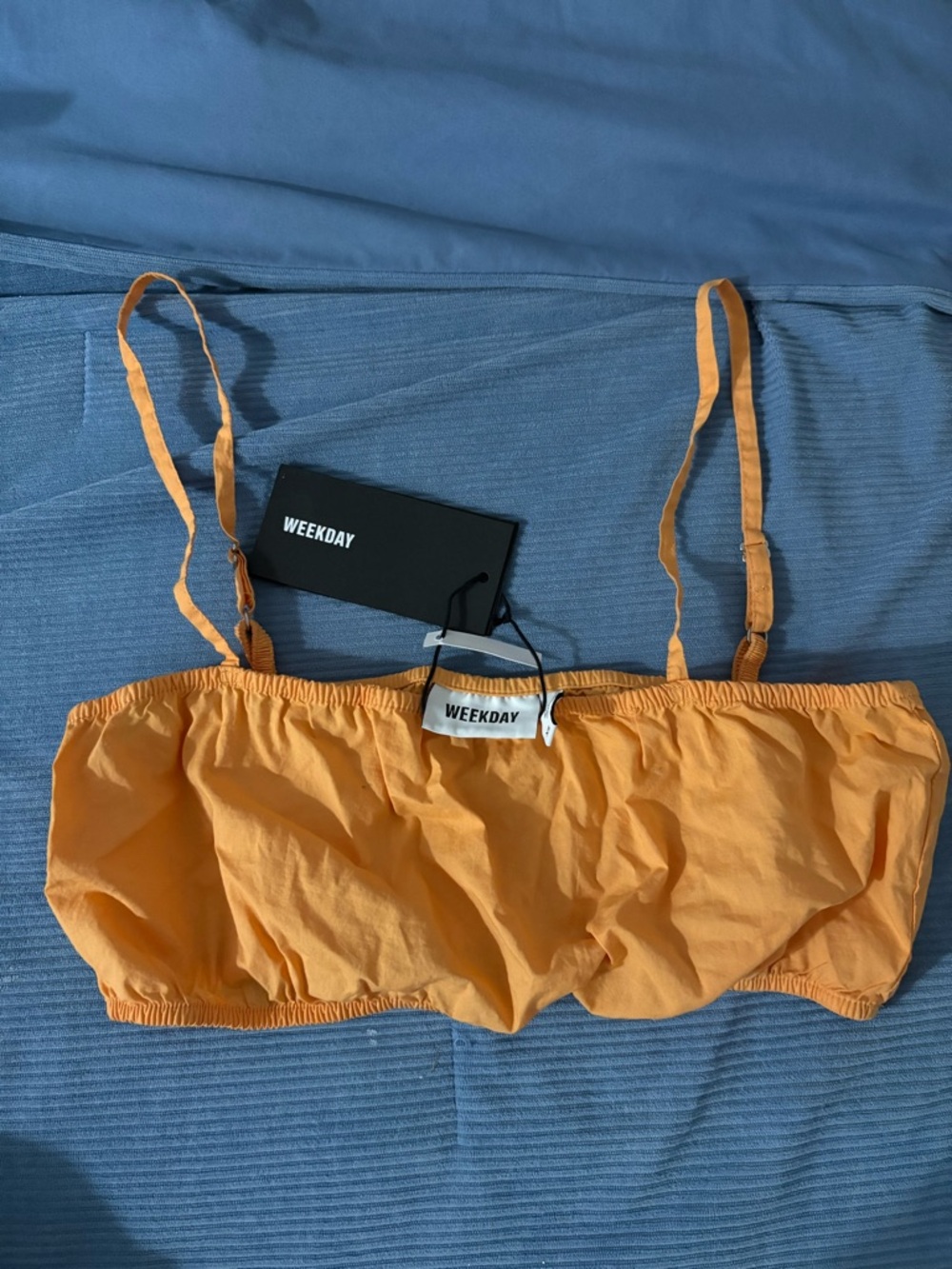 Weekday Bright Orange Cropped Top with Spaghetti Straps